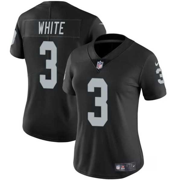 Women%27s Las Vegas Raiders #3 Zamir White Black Vapor Stitched Jersey Dzhi